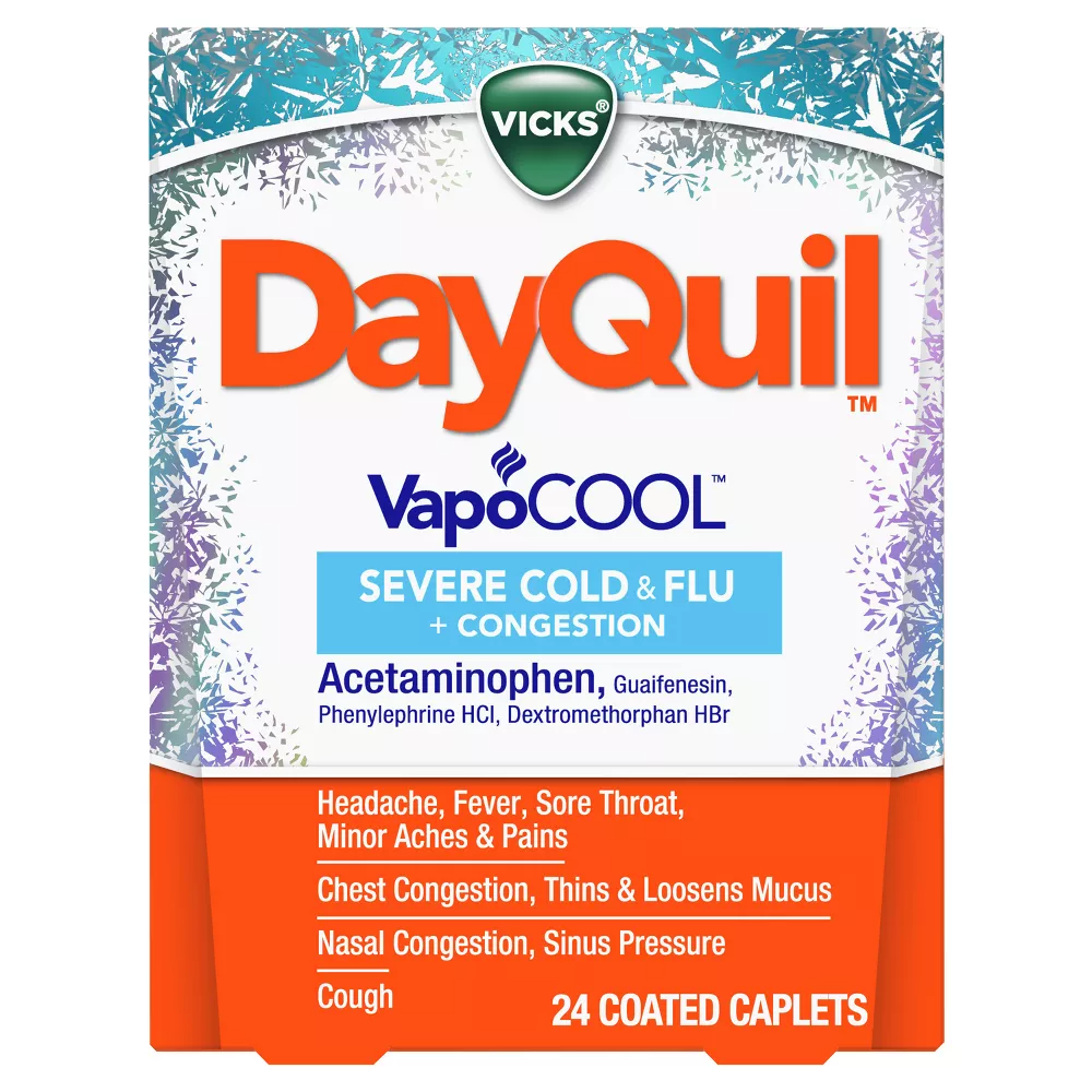 Vicks Dayquil Severe Cold And Flu Relief Caplets, 24 Ea